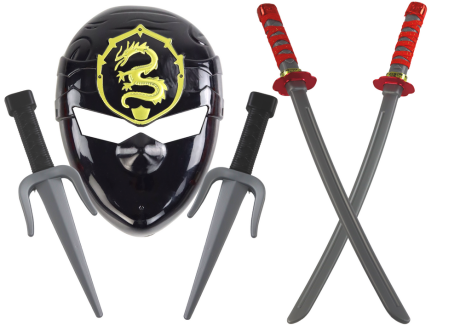 Przejdź do produktu Zestaw Wojownika Ninja Maska Miecze Sztylety Czerwone Zdobienia