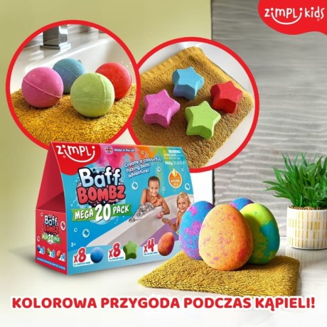 Przejdź do produktu Musujące bomby do kąpieli zmieniające kolor wody Baff Bombz 20 szt. 3+, Zimpli Kids