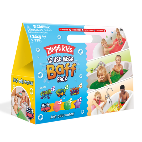 Przejdź do produktu Zestaw Musujących Proszków i Kreatywnych Kształtów do Kąpieli Mega Baff – 16 Elementów dla Dzieci 3+ od Zimpli Kids