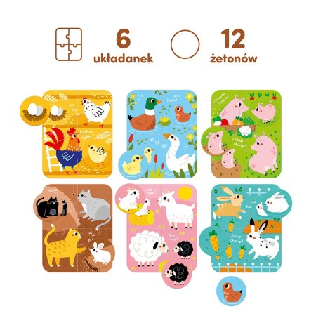 Przejdź do produktu CzuCzu Puzzle Zwierzęta małe i duże 2+