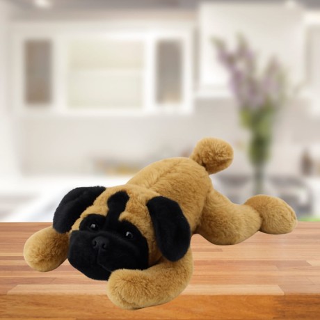 Przejdź do produktu Pluszowa Maskotka Przytulanka Pies Mops Leżący Brązowy 40cm