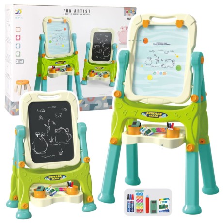 Przejdź do produktu Tablica Edukacyjna Dwustronna Na Stelaże Akcesoria Zielona 3w1