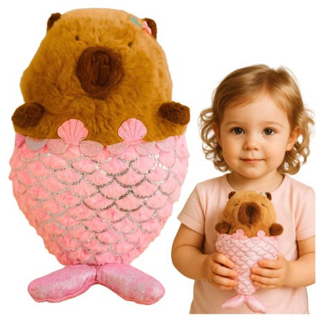 Przejdź do produktu Pluszowa Maskotka Przytulanka Kapibara Syrenka Różowa 28cm