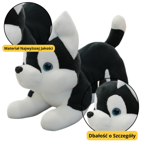 Przejdź do produktu Pluszowa Maskotka Przytulanka Piesek Husky Czarno-Biały 30cm