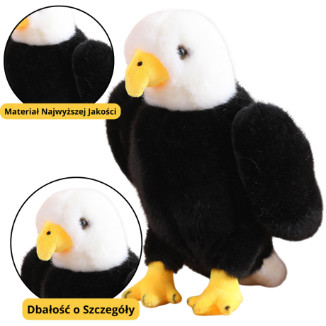 Przejdź do produktu Pluszowy Orzeł Ptak Pluszak Maskotka Przytulanka Czarno Biały 25cm