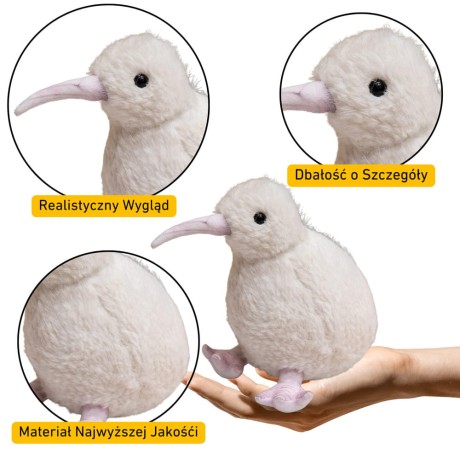 Przejdź do produktu Pluszowy Ptak Kiwi Pluszak Maskotka Przytulanka Biały 21cm
