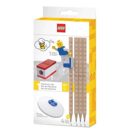 Przejdź do produktu Zestaw szkolny LEGO® – minifigurka, 4 ołówki, klocek do mocowania, temperówka, gumka do ścierania