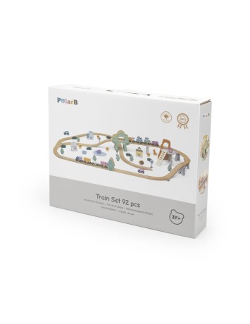 Przejdź do produktu Drewniana kolejka VIGA PolarB – zestaw 90 elementów z torami i akcesoriami dla dzieci (od 3 lat)