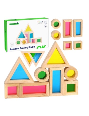 Przejdź do produktu TOOKY TOY Edukacyjne Drewniane Klocki z Kolorowymi Soczewkami 8 el. (FSC)