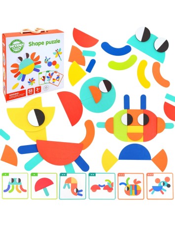 Przejdź do produktu WOOPIE GREEN Drewniana Układanka Montessori — 35 klocków, 40 wzorów, FSC, 55 el.