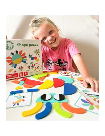 Przejdź do produktu WOOPIE GREEN Drewniana Układanka Montessori — 35 klocków, 40 wzorów, FSC, 55 el.