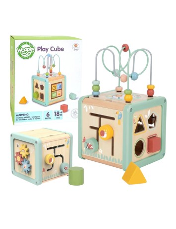 Przejdź do produktu WOOPIE GREEN Drewniana Kostka Aktywności Edukacyjna Pastelowa – Sorter, Labirynt i Panele Sensoryczne dla Dzieci 18m+