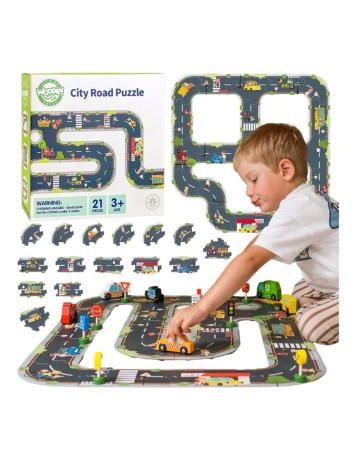 Przejdź do produktu WOOPIE GREEN Puzzle Drogowe dla Dzieci 21 el. – Miejska Autostrada z FSC, 3+