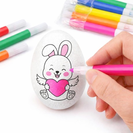 Przejdź do produktu Jajka Wielkanocne Styropianowe Do Malowania Pisaki Wzór Zając E 6szt