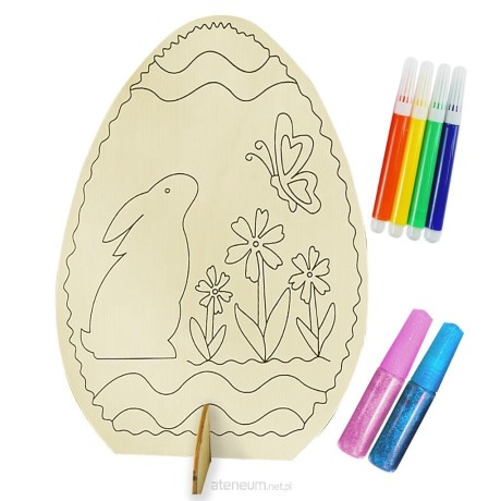 Przejdź do produktu Drewniana wielkanocna dekoracja do kolorowania z markerami 22 cm