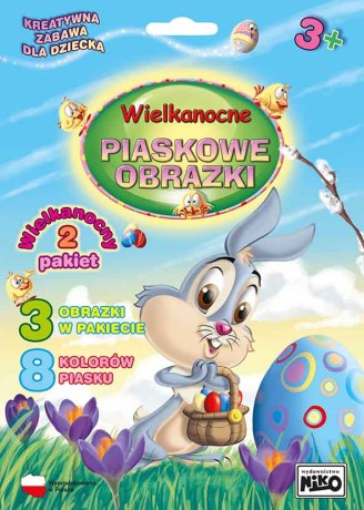Przejdź do produktu Piaskowe Obrazki Wielkanoc — Zestaw Kreatywny 3 wzory (zajączek, kogutek, pisanka) + 8 kolorów piasku