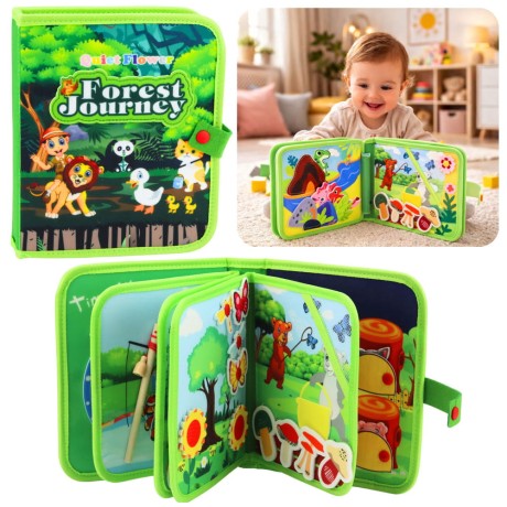 Przejdź do produktu Książeczka Edukacyjna Sensoryczna Filcowa 3D Dzikie Zwierzęta