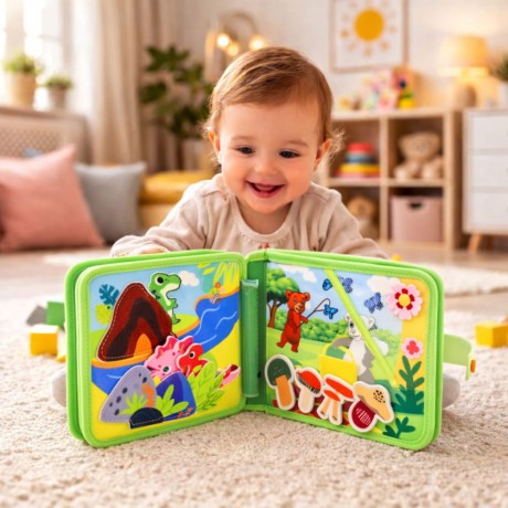 Przejdź do produktu Książeczka Edukacyjna Sensoryczna Filcowa 3D Dzikie Zwierzęta