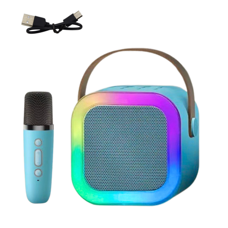 Przejdź do produktu Zestaw Karaoke Głośnik Mikrofon Bezprzewodowy K12 RGB Bluetooth Niebieski
