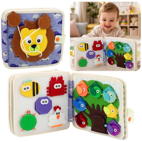 Przejdź do produktu Książeczka Edukacyjna Sensoryczna Filcowa 3D Dżungla Lew