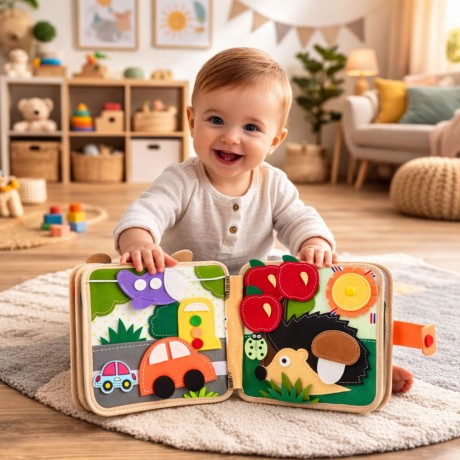 Przejdź do produktu Książeczka Edukacyjna Sensoryczna Filcowa 3D Zwierzęta Żyrafa