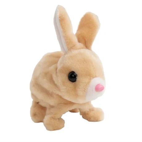 Przejdź do produktu Interaktywny pluszowy króliczek brązowy z ruchomymi uszami i dźwiękiem, 15 cm, baterie AA