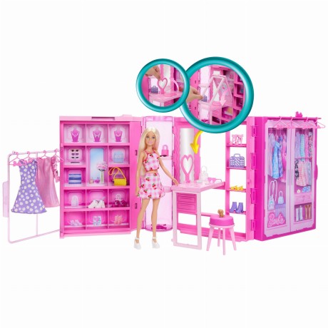 Przejdź do produktu Barbie Szafa Marzeń 3.0 z Lalką i Akcesoriami – Zestaw Moda i Garderoba dla Dzieci