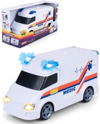 Przejdź do produktu Ambulans zabawkowy „Flota Miejska” – interaktywny pojazd ratunkowy z sygnałami i noszami