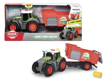 Przejdź do produktu Dickie Toys Traktor FARM z przyczepą 26 cm – światła i dźwięk