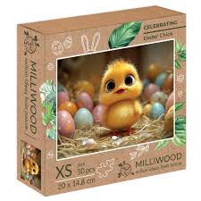 Przejdź do produktu Drewniane puzzle 50 el. „Wielkanocny kurczaczek” ALEX — 20 x 14,8 cm