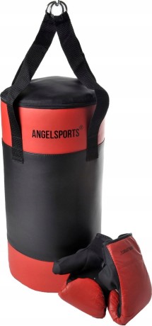 Przejdź do produktu Worek treningowy Angel Sport 50 cm z rękawicami i torbą — kompaktowy worek bokserski do domu i klubu