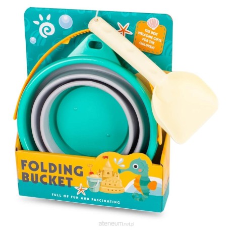 Przejdź do produktu Składane silikonowe wiaderko z łopatką – zestaw plażowy dla dzieci (wieku 18m+)