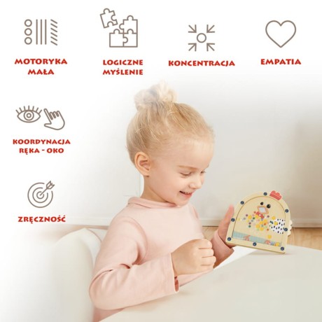 Przejdź do produktu Topbright: Drewniana gra zręcznościowa "Nakarm Kurę" – edukacyjna zabawka sensoryczna dla dzieci (36m+)