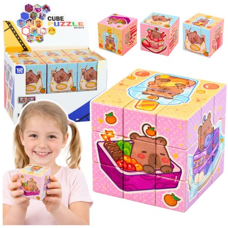 Przejdź do produktu Kostka Układanka Logiczna Kapibara Edukacyjna Kolorowa 6x6 cm