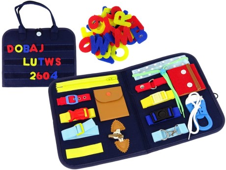 Przejdź do produktu Walizka Tablica Manipulacyjna Sensoryczna dla Malucha Zabawka Edukacyjna