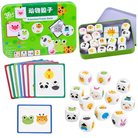 Przejdź do produktu Gra Edukacyjna Dla Dzieci Dopasuj Zwierzątka Kostki Drewniane Karty
