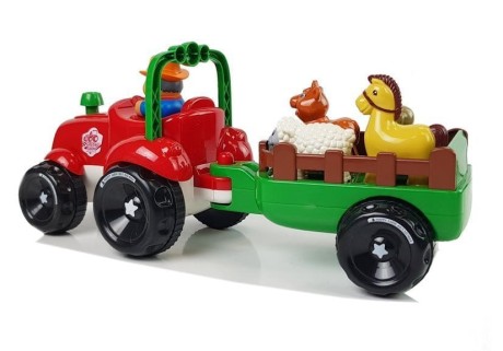 Przejdź do produktu Traktor z Przyczepką, Zwierzętami Dla Niemowląt na Baterie Światła Dźwięk