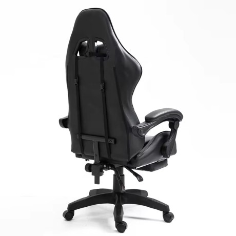 Przejdź do produktu Fotel Gamingowy LEAN Obrotowy Biurowy Z Podnóżkiem Poduszki Czarno-Biały