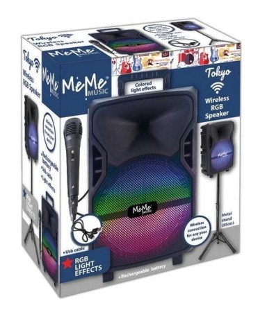 Przejdź do produktu Przenośny głośnik Bluetooth ze statywem i mikrofonem LED RGB USB radio 59 cm – karaoke dla dzieci i dorosłych