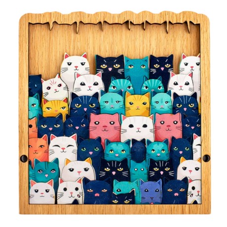 Przejdź do produktu Drewniane Puzzle Kotki Układanka Edukacyjna Ramka Woreczek 62 el.