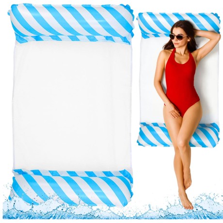 Przejdź do produktu Dmuchany Hamak Wodny Materac Leżak Biało-Niebieski 120x70cm