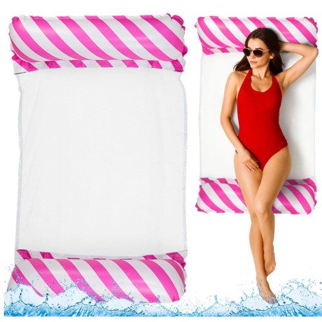 Przejdź do produktu Dmuchany Hamak Wodny Materac Leżak Biało-Różowy 120x70cm