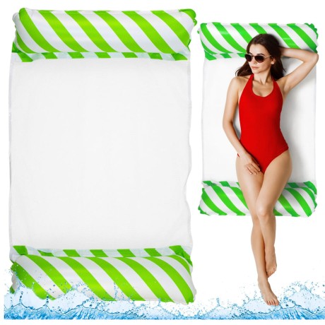 Przejdź do produktu Dmuchany Hamak Wodny Materac Leżak Biało-Zielony 120x70cm