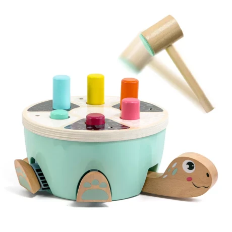 Przejdź do produktu Interaktywna drewniana wbijanka „Żółw” – gra motoryczna dla maluchów 18m+