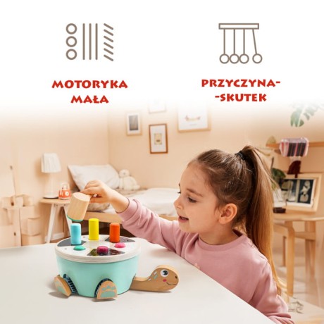 Przejdź do produktu Interaktywna drewniana wbijanka „Żółw” – gra motoryczna dla maluchów 18m+