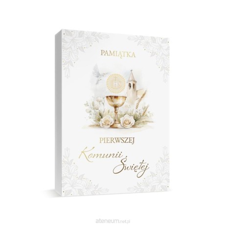 Przejdź do produktu Eleganckie pudełko pamiątkowe A4 na I Komunię z książeczką pamiętnikową