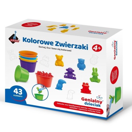 Przejdź do produktu Kolorowe zwierzaki – liczmany Askato edukacyjne zabawki matematyczne 4+