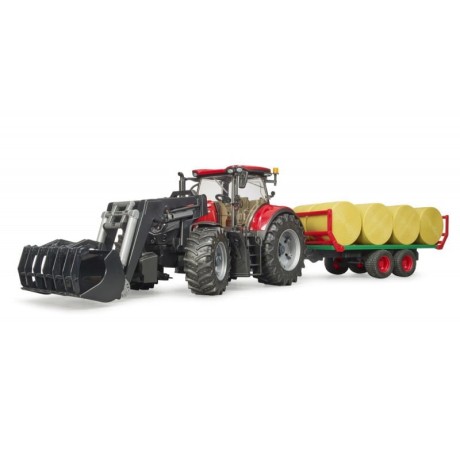 Przejdź do produktu BRUDER  BR-03198 Traktor Case IH Optum 300 CVX z ładowarką i przyczepą z balotami 1:16 (seria Profi)
