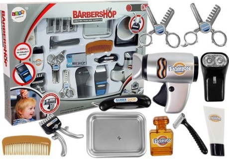 Przejdź do produktu Zestaw Salon Fryzjerski Dziecięcy Barber Suszarka Maszynka Akcesoria Srebrny
