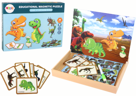 Przejdź do produktu Zestaw Edukacyjnych Puzzli Magnetycznych z Dinozaurami